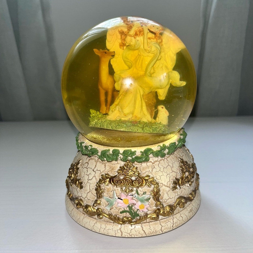 Vintage Angel Deer Rabbit Snowglobe Waltz of the Flowers Tune - Picture 4 of 11